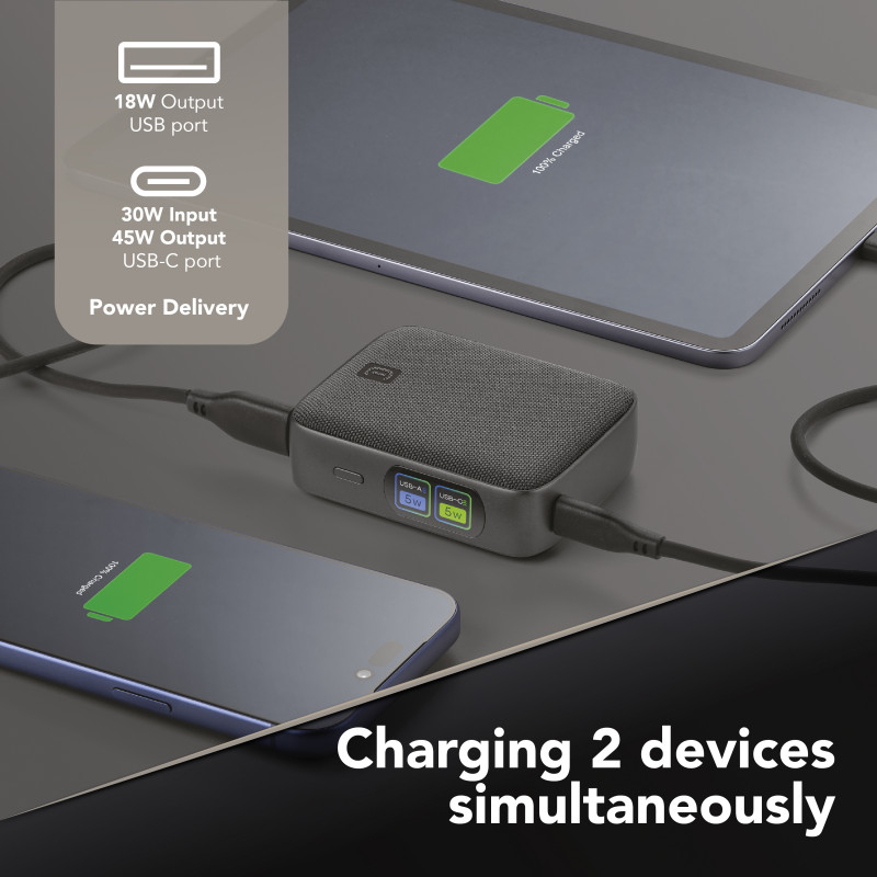 Cellularline Powerview IQ akupank 10000 mAh, 45 W, USB-C / USB-A, IQ-ekraan 61435