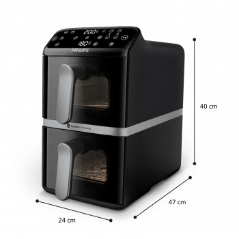 Philips Ovi Stacked Dual Basket 4000 õhufritüür 9L 2700W must ja hõbedane NA461/00
