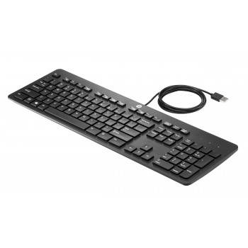 HP Business Slim USB klaviatuur - Hispaania QWERTY, vedelikukindel, must