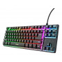 Trust Gaming GXT833 THADO TKL mänguklaviatuur - Tenkeyless, metallist ülaplaat, mitmevärviline LED-taustvalgustus, membraan, juhtmega USB