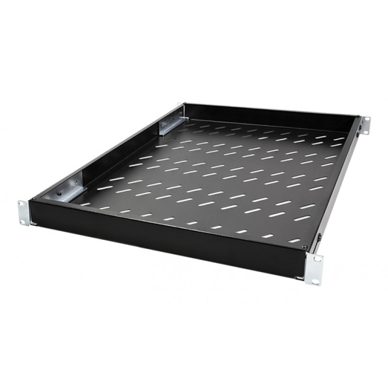 LogiLink 19-tolline rack-riiul 1U reguleeritava sügavusega 570 mm perforeeritud must 800 mm sügavustele kappidele SF0800B