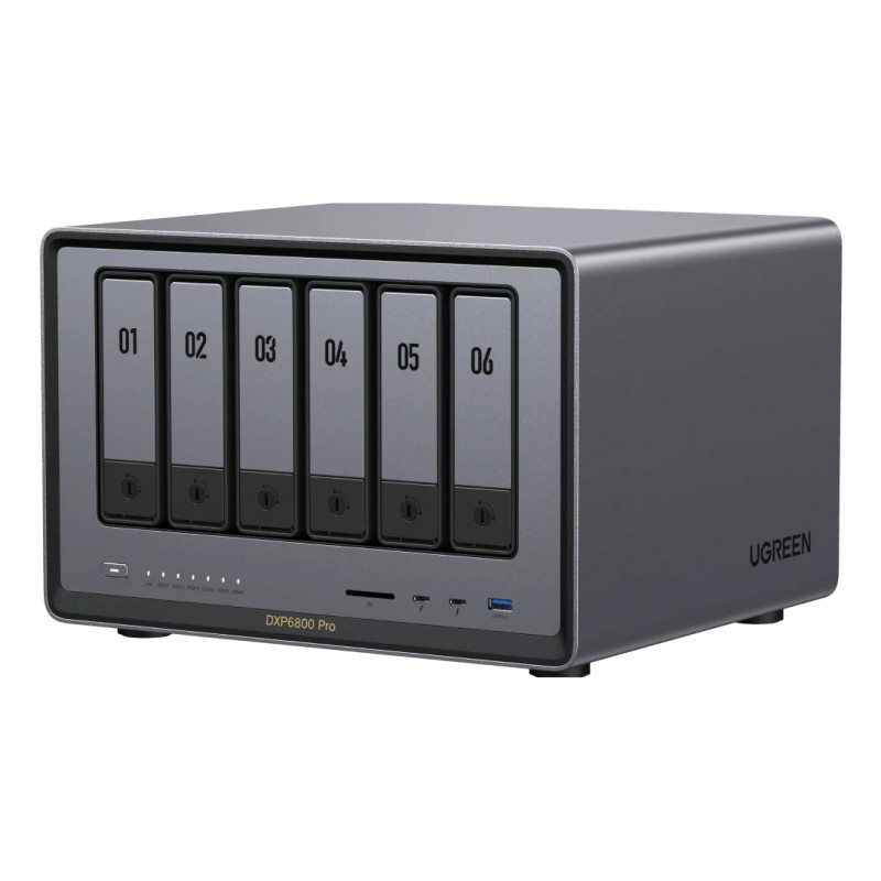 Ugreen NASync DXP6800 Pro 6-pesaline NAS-süsteem, Intel Core i5-1235U, 8GB DDR5, 2x10GbE + 2x2.5GbE, 2xM.2 NVMe, 2xUSB3.2 Gen2, HDMI, PCIe 4.0 25899