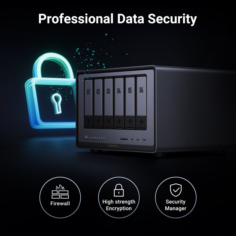 Ugreen NASync DXP6800 Pro 6-pesaline NAS-süsteem, Intel Core i5-1235U, 8GB DDR5, 2x10GbE + 2x2.5GbE, 2xM.2 NVMe, 2xUSB3.2 Gen2, HDMI, PCIe 4.0 25899