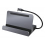 LogiLink UA0408 USB-C dokkimisjaam koos tahvelarvuti alusega, HDMI 4K@60Hz, 100W PD, Gigabit Ethernet, hõbedane