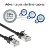 ACT must 1,5 m LSZH S/FTP CAT6A õhuke konksuta paigalduskaabel RJ45-pistikutega (DB7951)