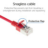 ACT punane 0,15 m LSZH S/FTP CAT6A õhuke paigalduskaabel snagless-ühendusega ja RJ45-pistikud (DB7530)
