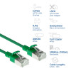 ACT roheline 5m LSZH S/FTP CAT6A õhuke paigalduskaabel snagless RJ45 pistikutega (DB7705)