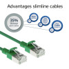 ACT roheline 5m LSZH S/FTP CAT6A õhuke paigalduskaabel snagless RJ45 pistikutega (DB7705)