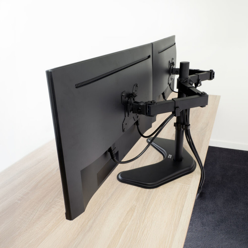 ACT AC8363 kahe monitori käepide lauaalusega kuni 32 inch ekraanile - klambri- ja läbiviigupaigaldus, VESA 75/100, 8 kg käe kohta, must