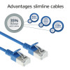 ACT Sinine 0,25m LSZH S/FTP CAT6A õhuke paigalduskaabel snagless RJ45 pistikutega (DB7652)