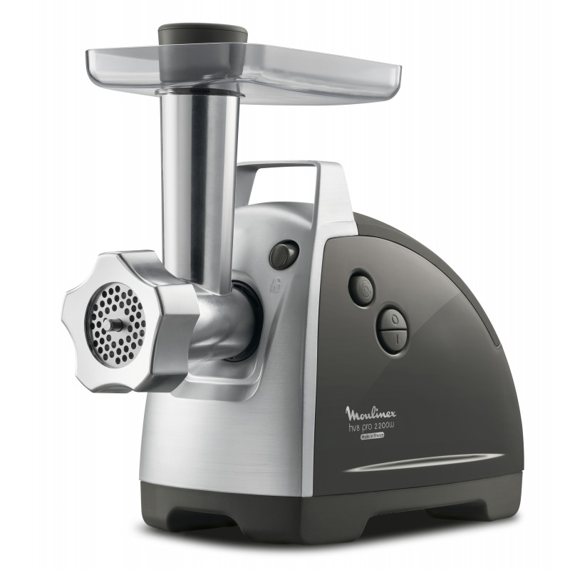 Moulinex ME6868 HV8 Pro 4-in-1 hakklihamasin, 2200 W, 4,5 kg/min, 3 roostevabast terasest ketast, kebbe- ja vorstilisad, must/hõbedane