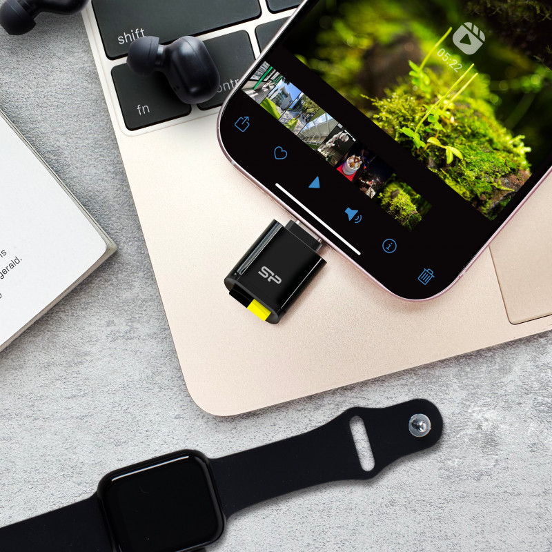 Silicon Power C200 USB-C 3.2 microSD kaardilugeja - Must