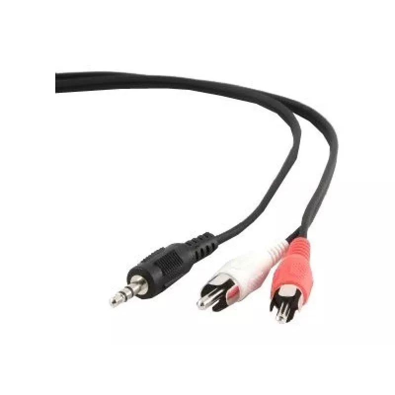 Gembird 2,5 m, 3,5 mm/2xRCA, M/M helikaabel must, punane, valge