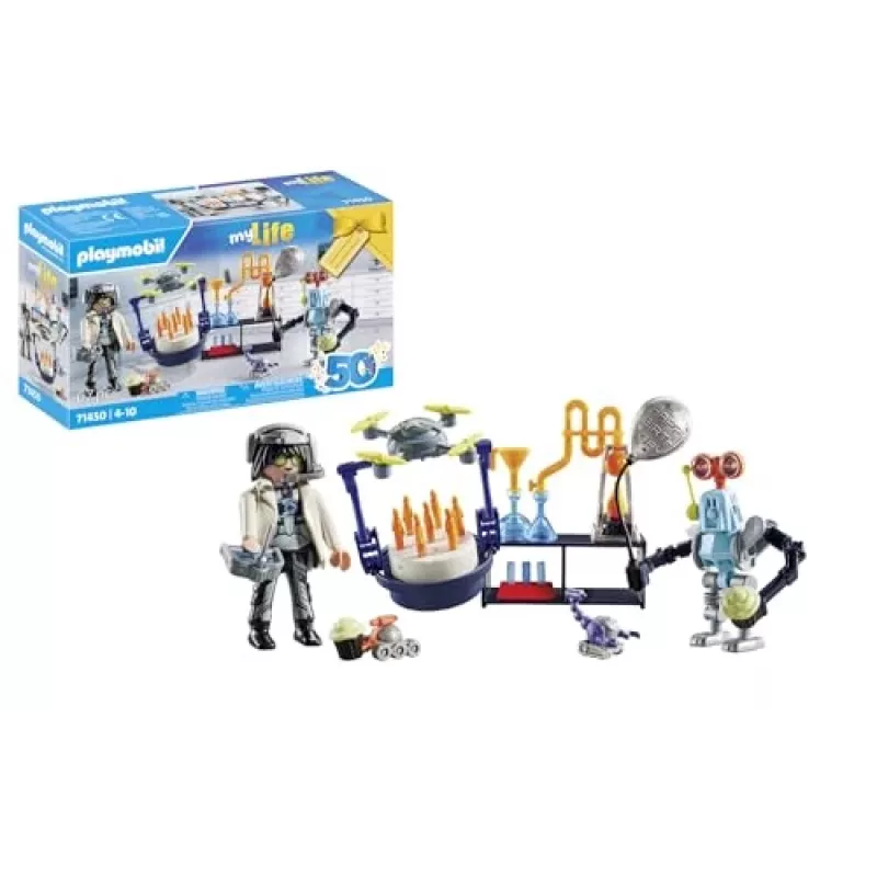 Playmobil 71450 My Life: Teadlased robotitega teemapidu laboris, sealhulgas transpordidroon ja robotid lõbusaks fantaasiarollimänguks