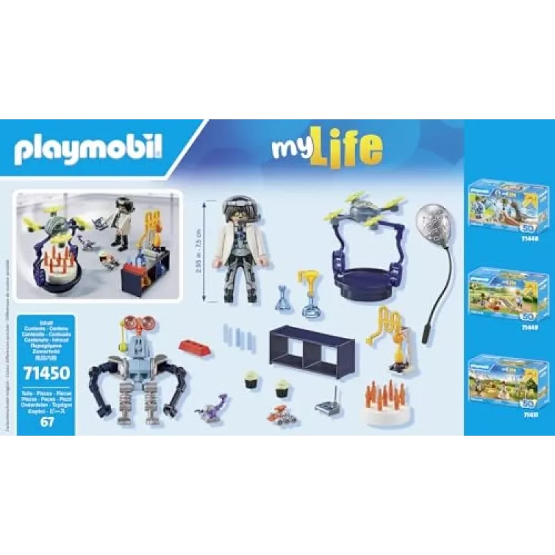 Playmobil 71450 My Life: Teadlased robotitega teemapidu laboris, sealhulgas transpordidroon ja robotid lõbusaks fantaasiarollimänguks