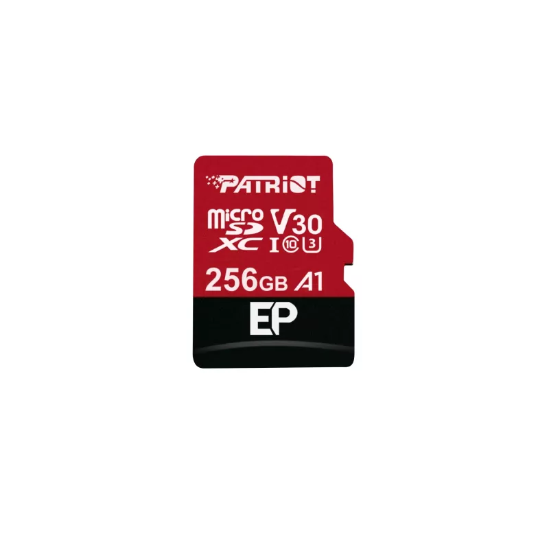 MicroSDXC mälukaart PATRIOT PEF256GEP31MCX 256GB Class 10 U3 V30 lugemine 100 MB/s kirjutamine 80 MB/s SD-adapteriga