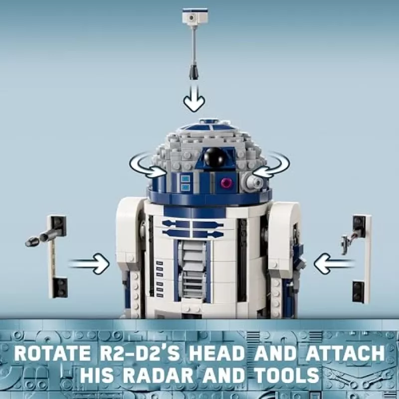 LEGO ehitatav droid R2‑D2 komplekt 75379 — 1050 osa, 10+ aastat, 160×110×240 mm, 0,24 kg