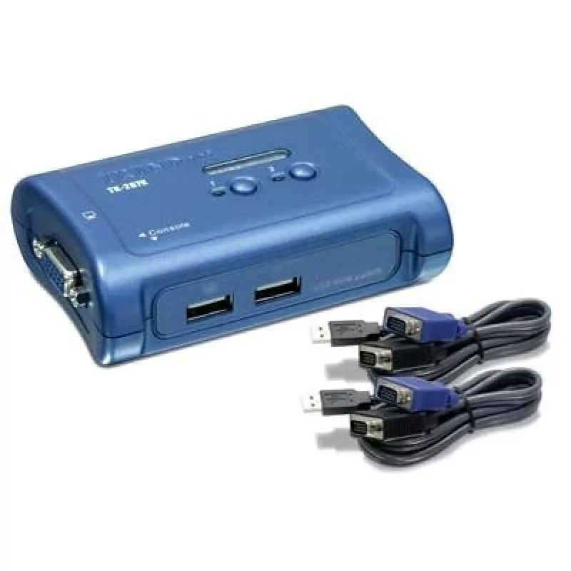 TRENDnet 2-pordiline USB KVM-lüliti ja kaablikomplekt, 2048 x 1536 eraldusvõime, seadme jälgimine, automaatne skaneerimine, helisignaaliga tagasiside, USB 1.1, ühildub