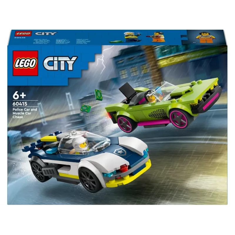 LEGO City mängukomplekt 60415 Politseiauto ja muskelauto tagaajamine — 213 tükki, 2 minifiguuri, vanusele 6+