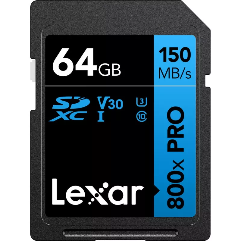 SDXC-välkmälu Lexar 64 GB UHS-I 800xPRO — Klass 10, U3, V30, 150 MB/s