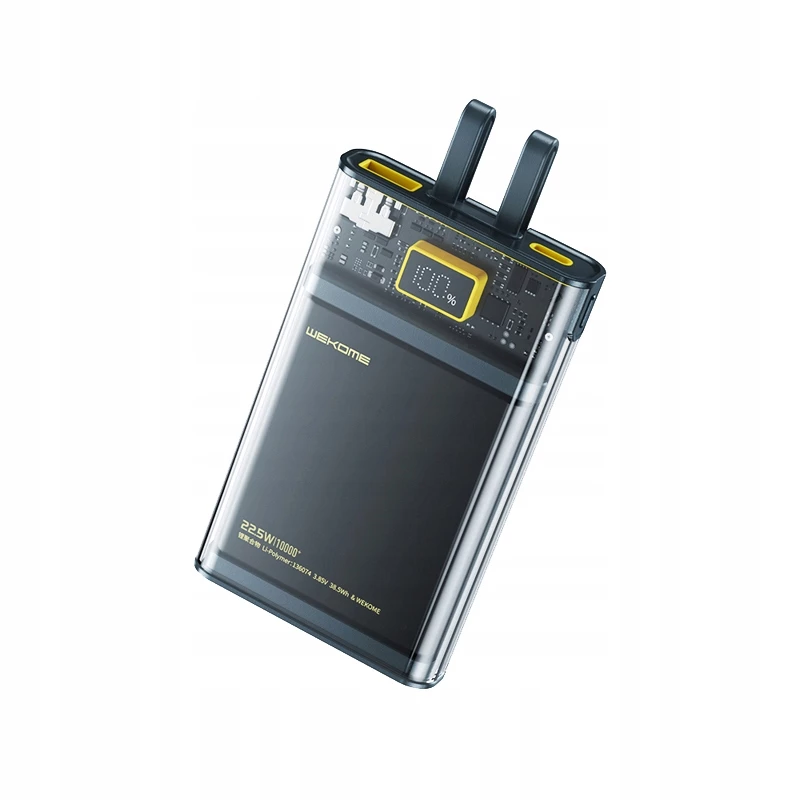 WEKOME WK-WP-323 Vanguard seeria akupank, 10000 mAh, sisseehitatud USB-C ja Lightning kaabel, PD 20 W + QC 22,5 W