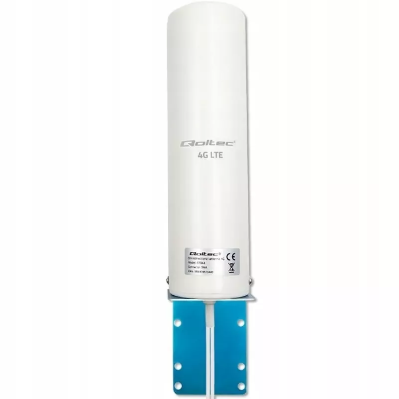 Välistingimustes kasutatav mitmesuunaline 4G LTE antenn QOLTEC 57044, 5 dBi, 600–2700 MHz, 50 W, 50 Ω, valge vasest korpus