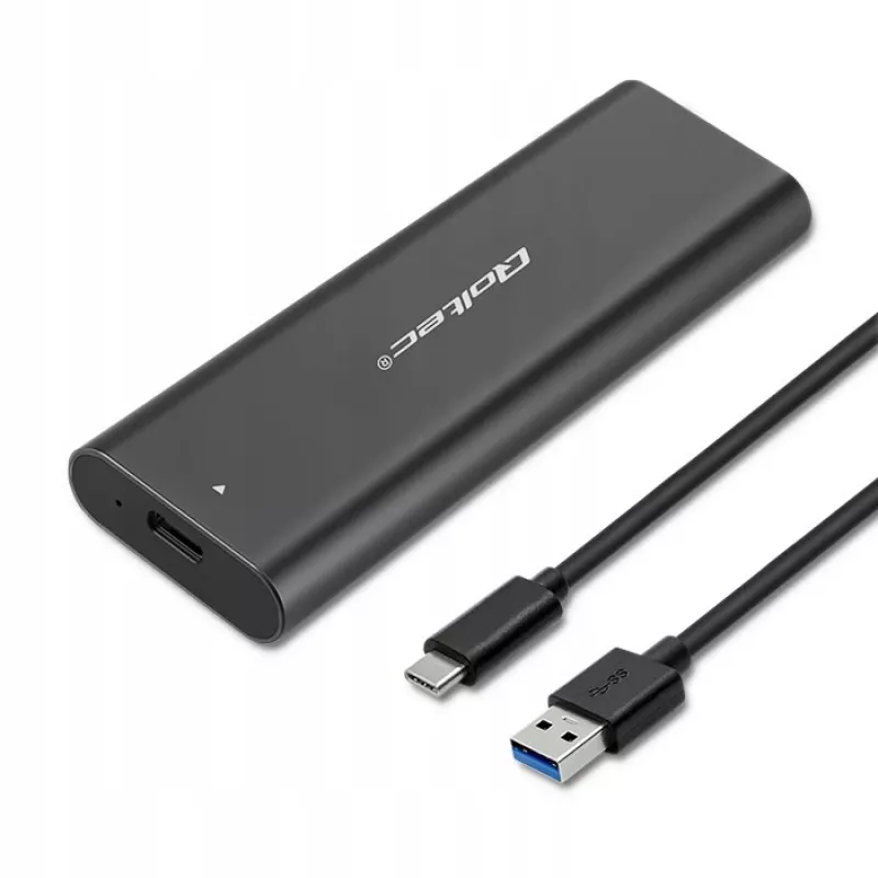 SSD-korpus QOLTEC 50312 Must ühele M.2 SATA kettale, USB USB-C (USB 2.0 / 3.2 Gen 1)