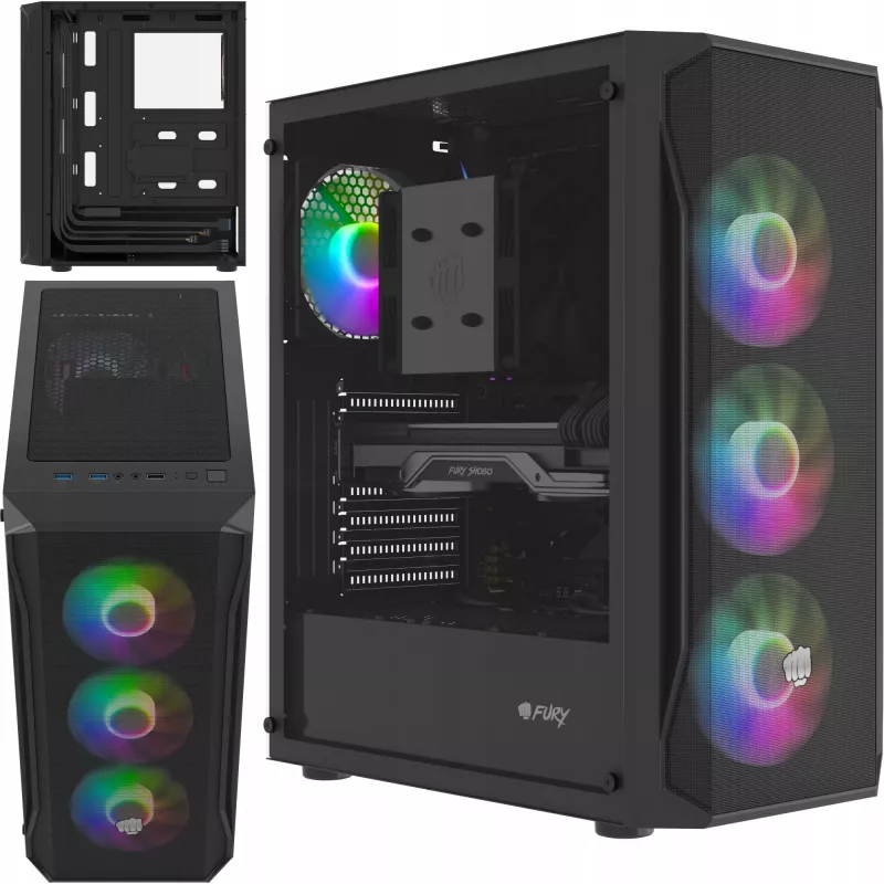 Korpus Fury Shobo SH4F RGB aknaga 4 ventilaatoriga MIDI arvuti PC