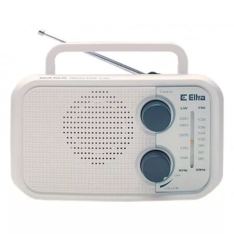 Radio Eltra DANA valge – kaasaskantav analoograadio, kompaktne lauakujundus