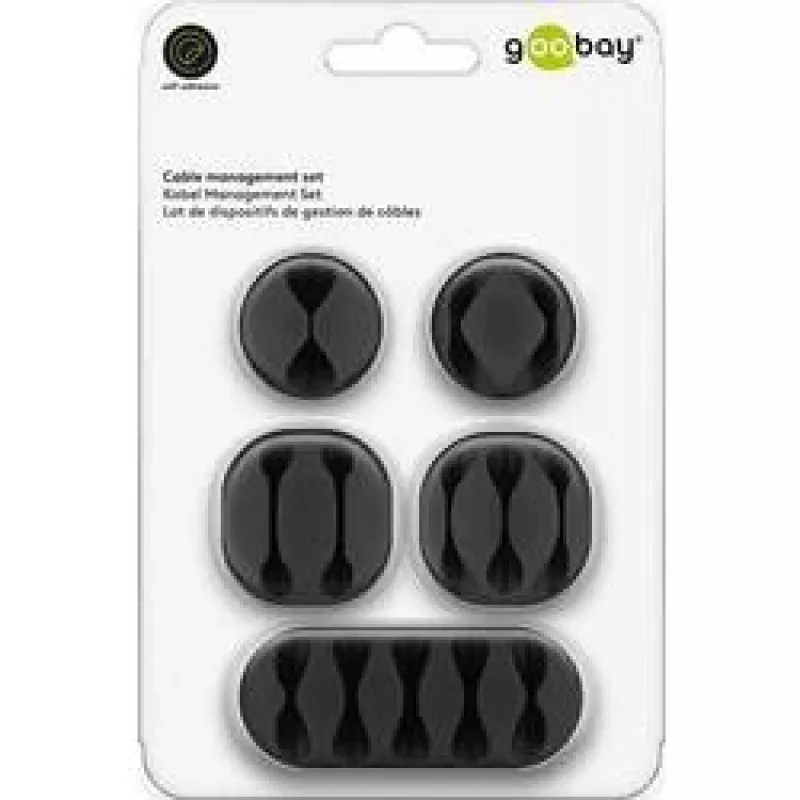 Kaabliklamber Goobay 70683 Lauale Seinale Must 5 tk