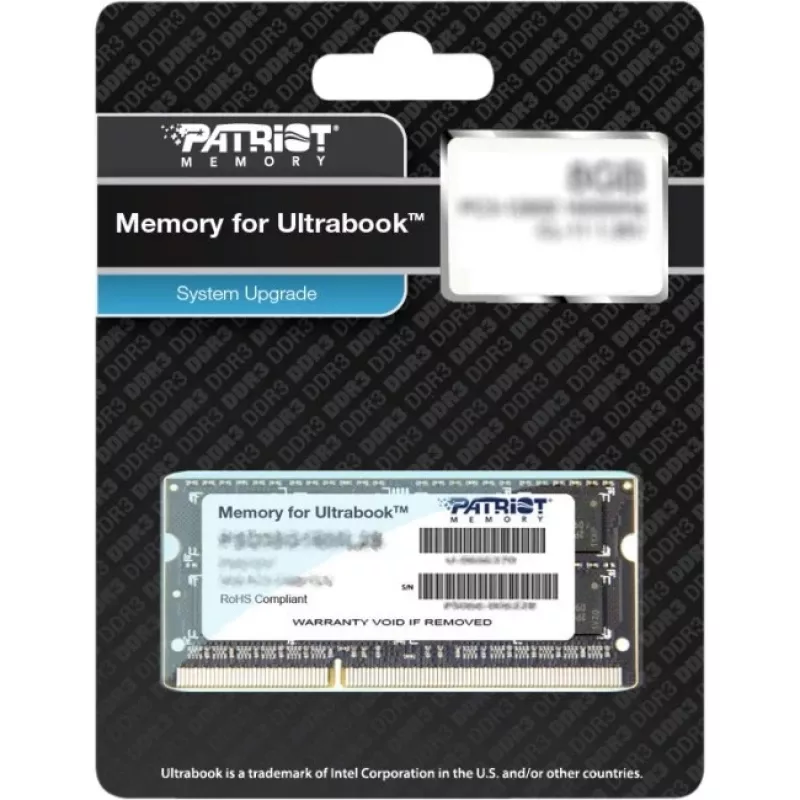 Sülearvuti mälu PATRIOT 8GB DDR3 1600MHz 204-kontaktiga SO-DIMM 1,35V