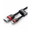 USB-A – Lightningi kaabel Baseus Cafule 2,4 A QC 3.0, 1 m — must/punane
