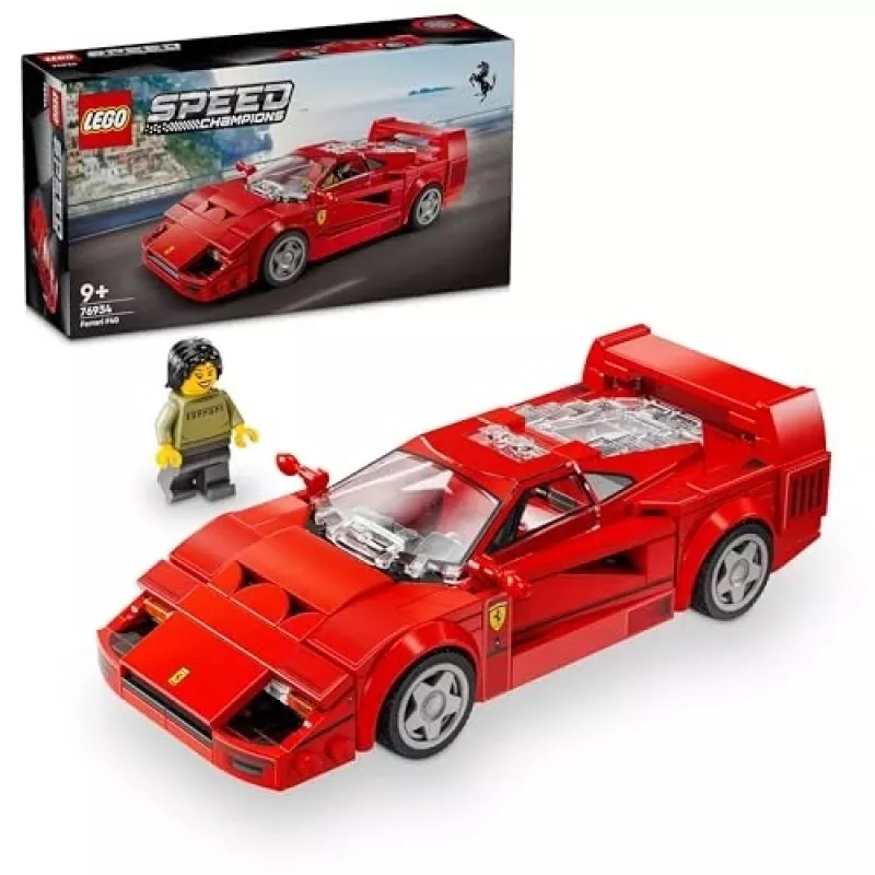 LEGO Speed Champions Ferrari F40 Supercar ehitatav sõidukimänguasi mudelauto 9+ aastastele poistele ja tüdrukutele juhi minifiguuriga laste magamistuppa