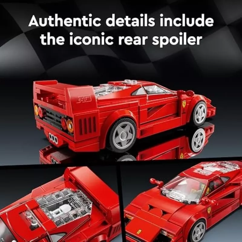 LEGO Speed Champions Ferrari F40 Supercar ehitatav sõidukimänguasi mudelauto 9+ aastastele poistele ja tüdrukutele juhi minifiguuriga laste magamistuppa
