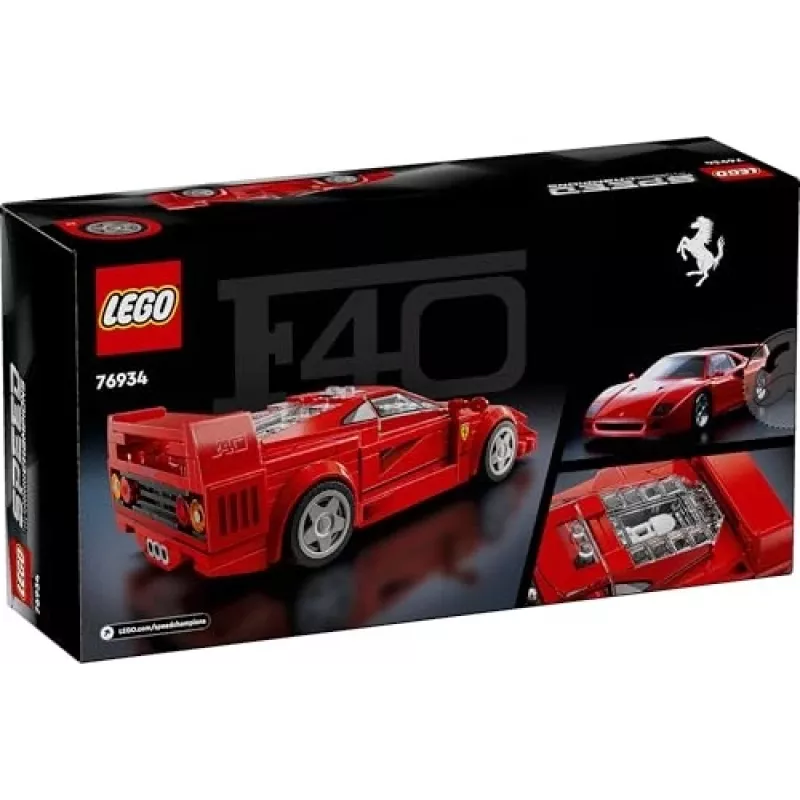 LEGO Speed Champions Ferrari F40 Supercar ehitatav sõidukimänguasi mudelauto 9+ aastastele poistele ja tüdrukutele juhi minifiguuriga laste magamistuppa