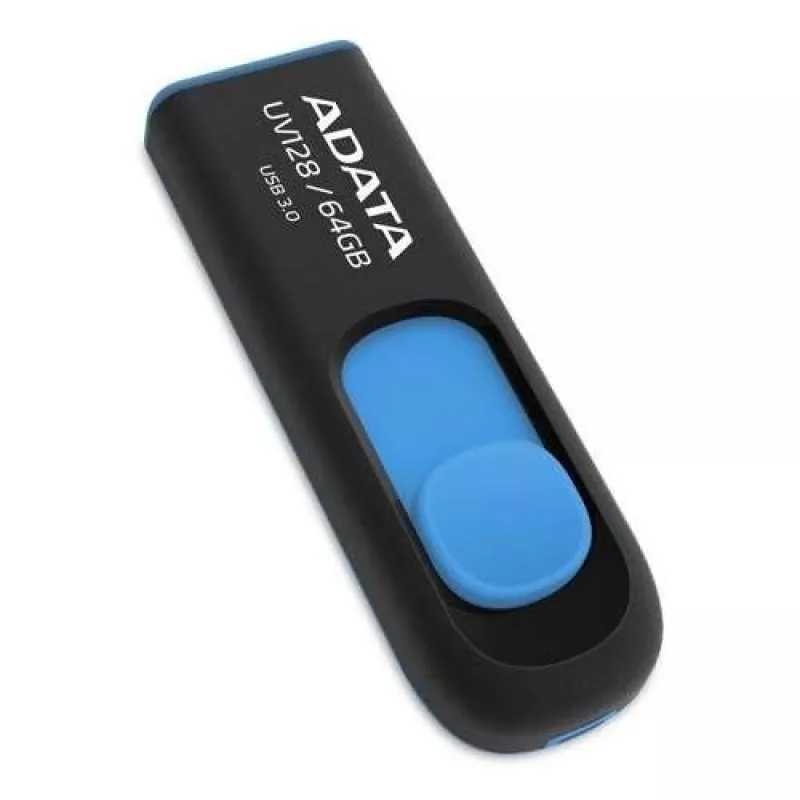 ADATA 64GB DashDrive UV128 USB-mälupulk USB Type-A 3.2 Gen 1 (3.1 Gen 1) Must, Sinine