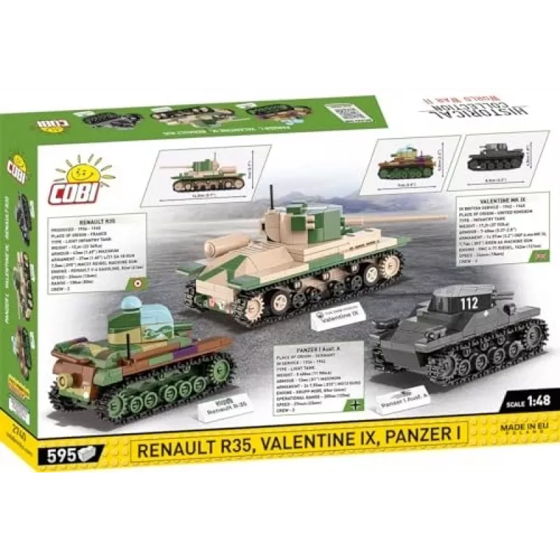 Ehituskomplekt COBI Renault R35 Valentine IX Panzer I 595 osa