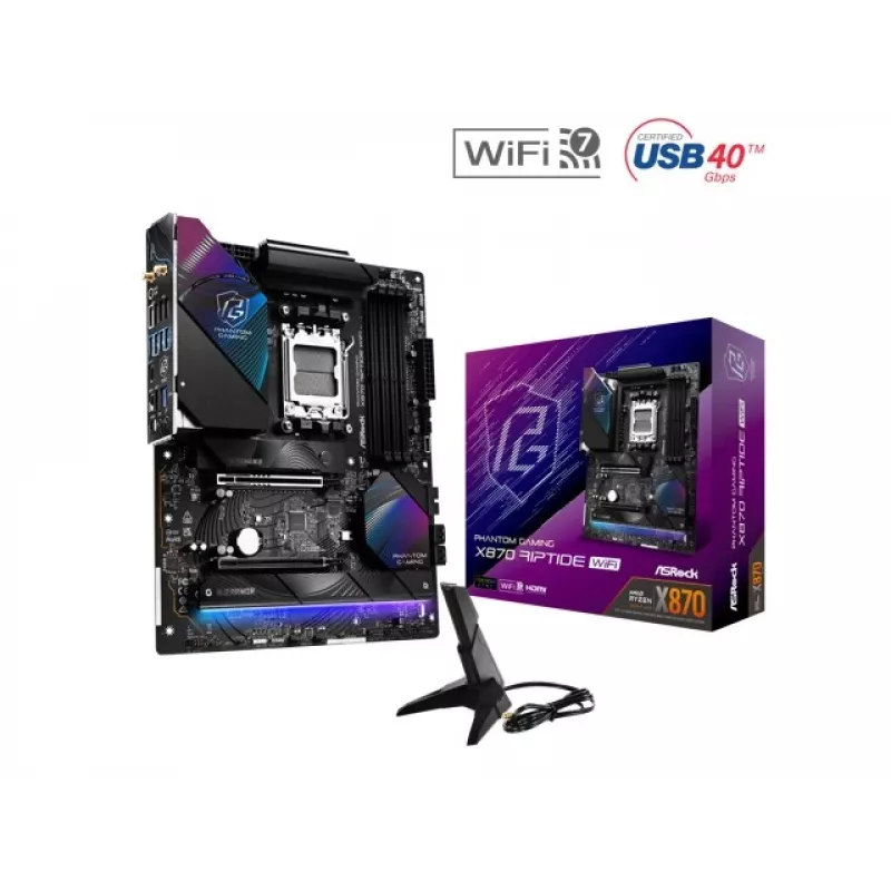 Emaplaat ASRock X870 Riptide WiFi — ATX, AMD X870, Socket AM5, DDR5, 4 DIMM, 256 GB, Wi‑Fi 7, 2.5GbE