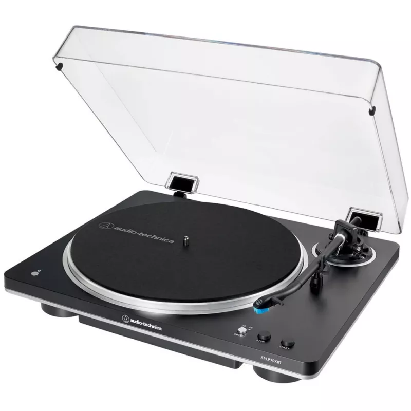 AT-LP70XBTBS, plaadimängija must/hõbedane, sisseehitatud fono eelvõimendi, Bluetooth, täisautomaatne, rihmülekanne