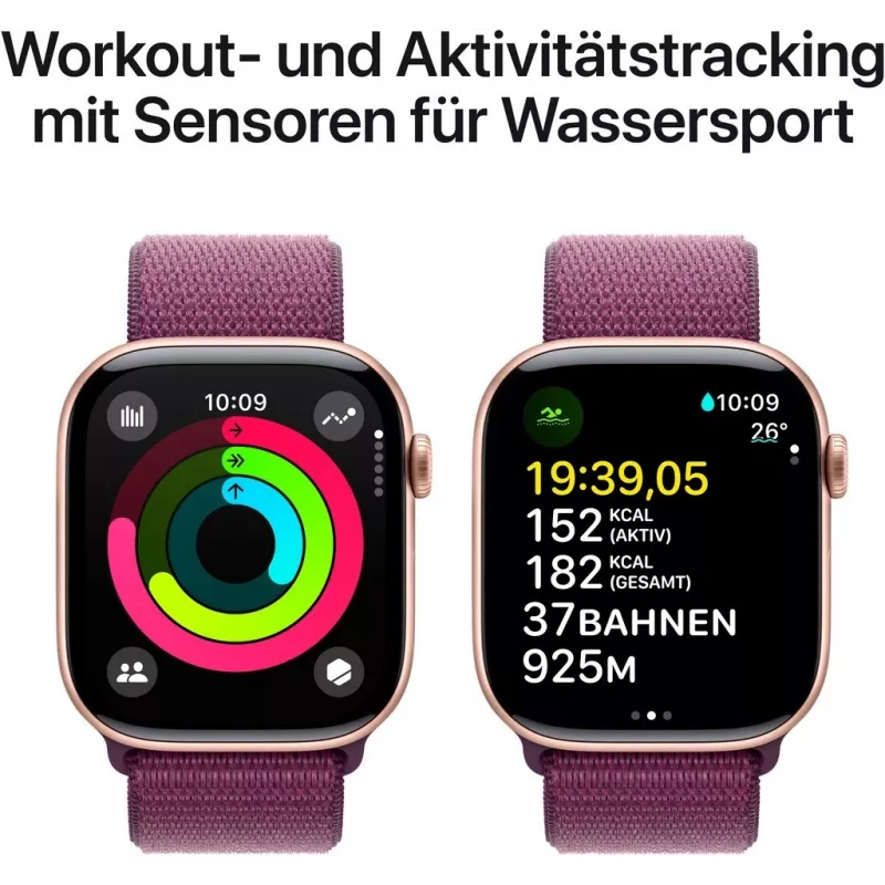 APPLE Watch Series 10 GPS 46 mm roosakuldne alumiiniumkorpus ploomivärvi Sport Loop rihmaga