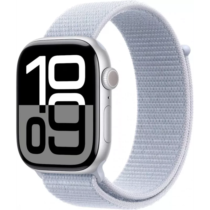 APPLE Watch Series 10 GPS 46mm hõbedane alumiiniumkorpus sinise Cloud Sport Loop rihmaga