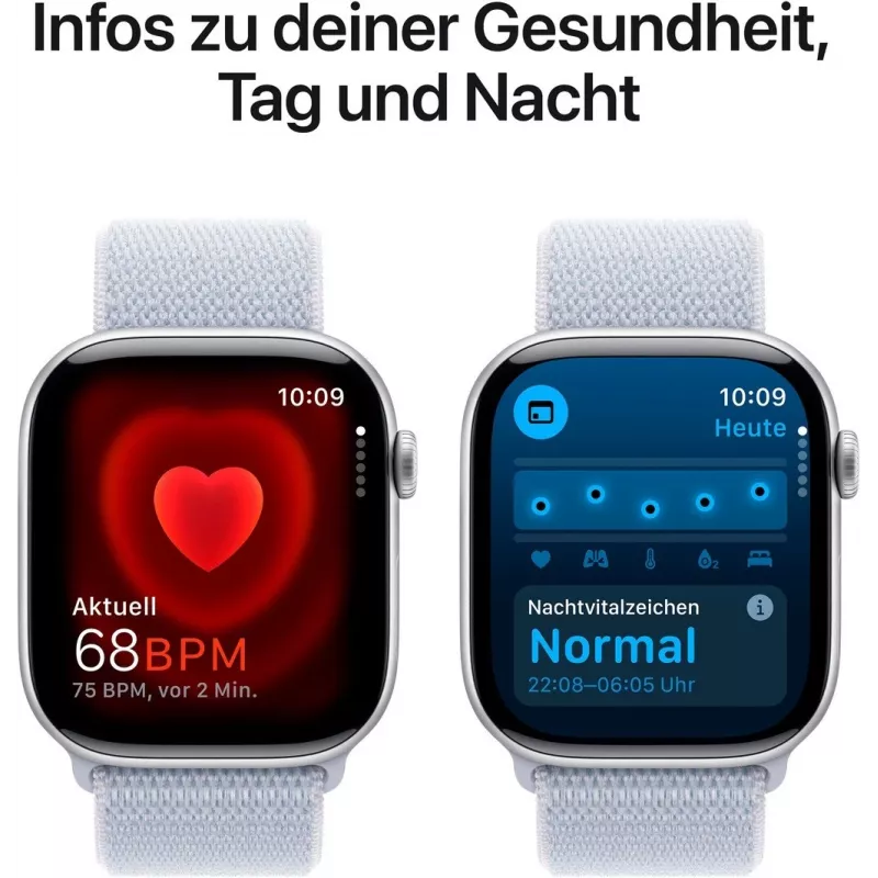 APPLE Watch Series 10 GPS 46mm hõbedane alumiiniumkorpus sinise Cloud Sport Loop rihmaga