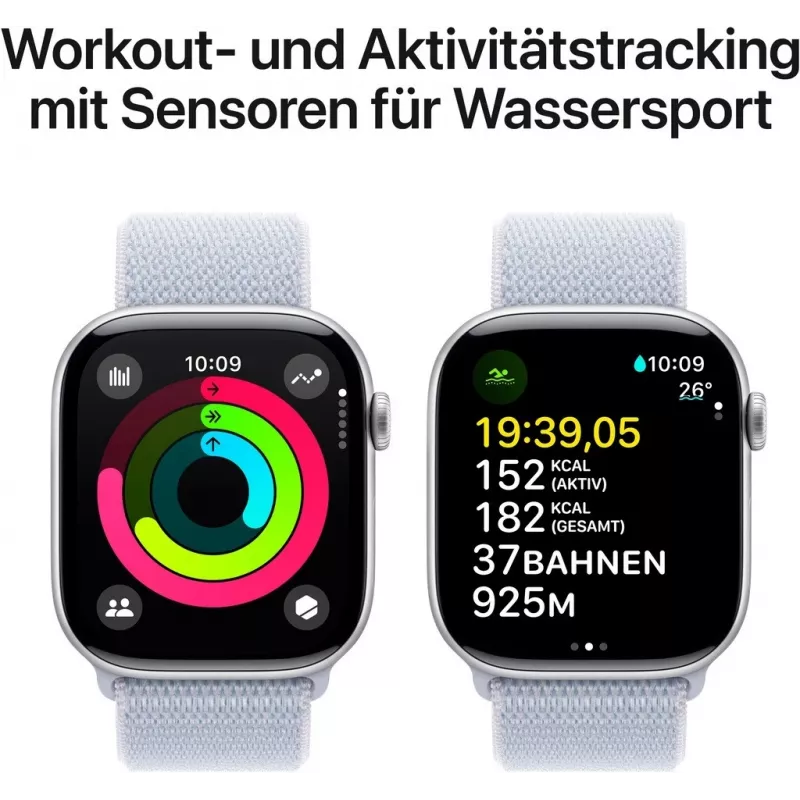 APPLE Watch Series 10 GPS 46mm hõbedane alumiiniumkorpus sinise Cloud Sport Loop rihmaga