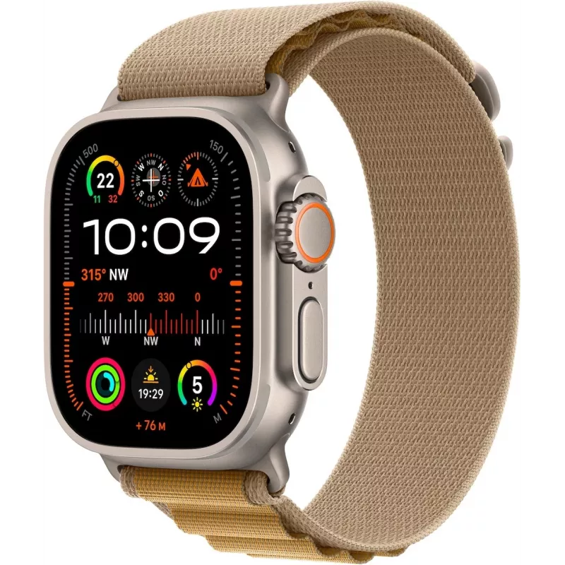 Apple Watch Ultra 2 GPS + Cellular 49mm naturaalne titaanümbrisega tan Alpine Band - Medium (MX4F3FD/A)