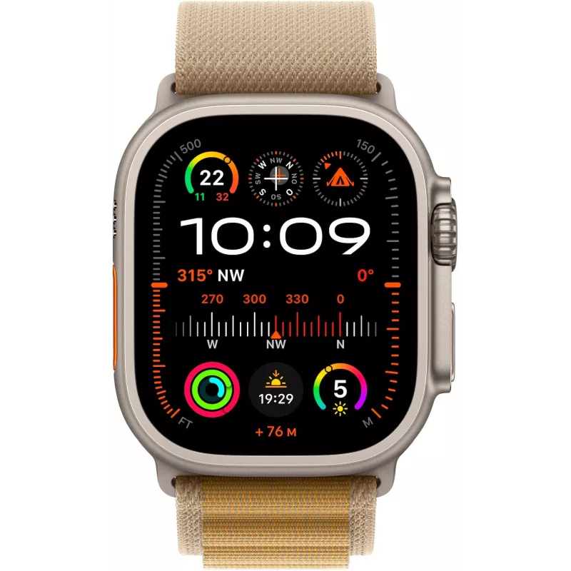 Apple Watch Ultra 2 GPS + Cellular 49mm naturaalne titaanümbrisega tan Alpine Band - Medium (MX4F3FD/A)