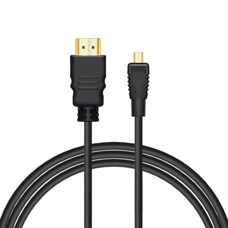 HDMI kaabel SAVIO CL-39 1 m — tüüp A (isane) tüübile D Micro (isane), HDMI 1.4, 4096x2160, ARC, Ethernet, kullatud kontaktid, must