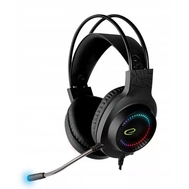 Juhtmega kõrvaklapid ESPERANZA EGH7100 — üle kõrva mänguri peakomplekt, USB 2.0, 1,5 m kaabel, poom-mikrofon, RGB päis, 32 Ω, 4 cm draiverid, 269 g