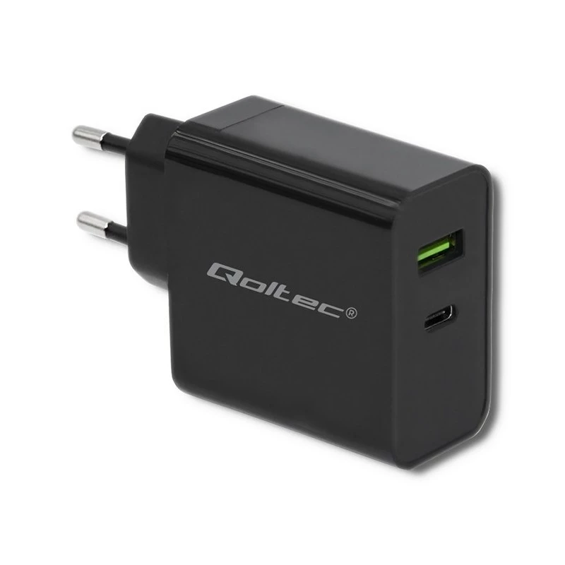 Toiteadapter QOLTEC 51717 45W 20V 3A vahelduvvoolu siseruumide laadija nutikellale, must