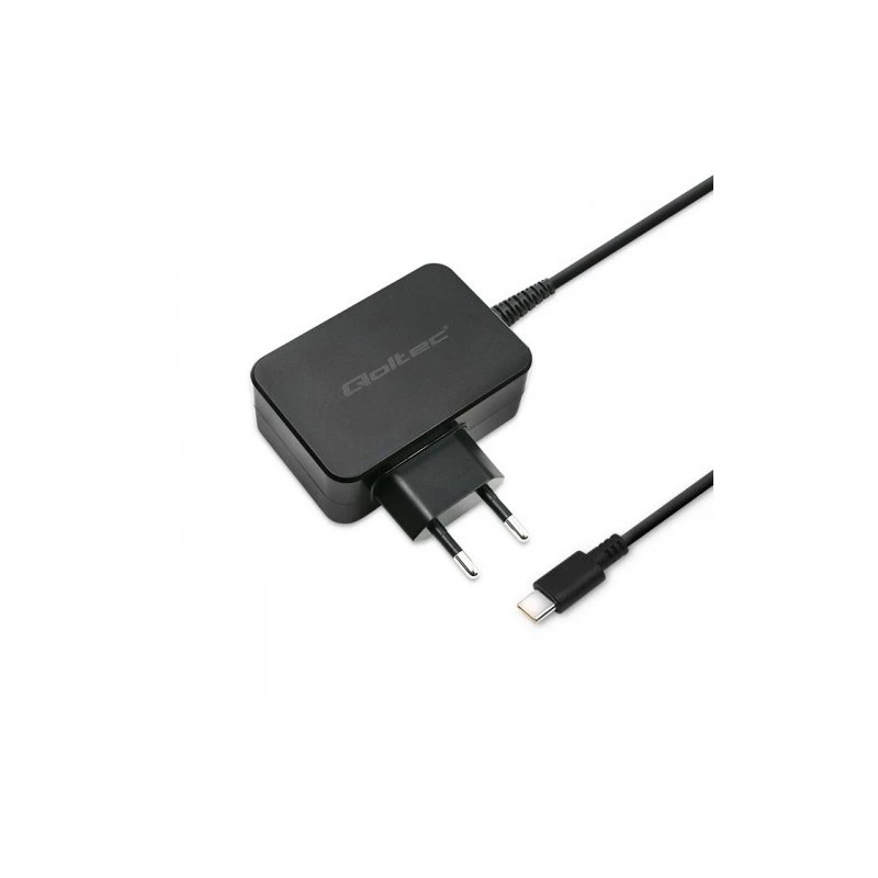Mobiilseadme laadija QOLTEC 51024 — Universaalne vahelduvvoolu siselaadija, 65W PD, 20V/3,25A, 1,2m kaabel, must