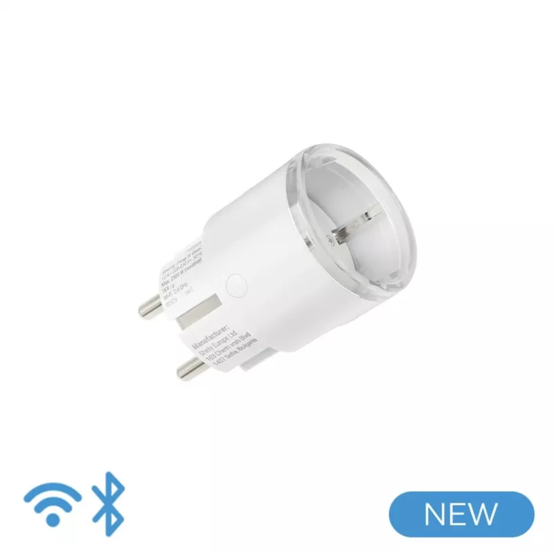Nutikas pistikupesa Shelly Plug S Gen3 — „Wi‑Fi“ nutikas pistikupesa energiaseirega, Tüüp F, 110–230 V, 2500 W, valge
